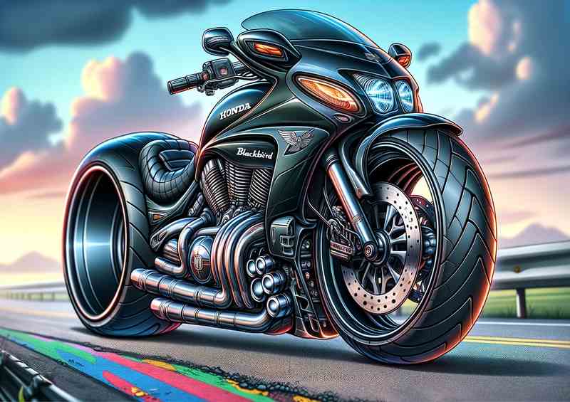 Cool Cartoon Honda Blackbird Motorcycle Art