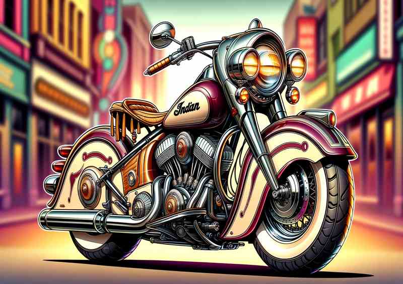 Cool Cartoon Indian Chief Vintage Motorcycle Art