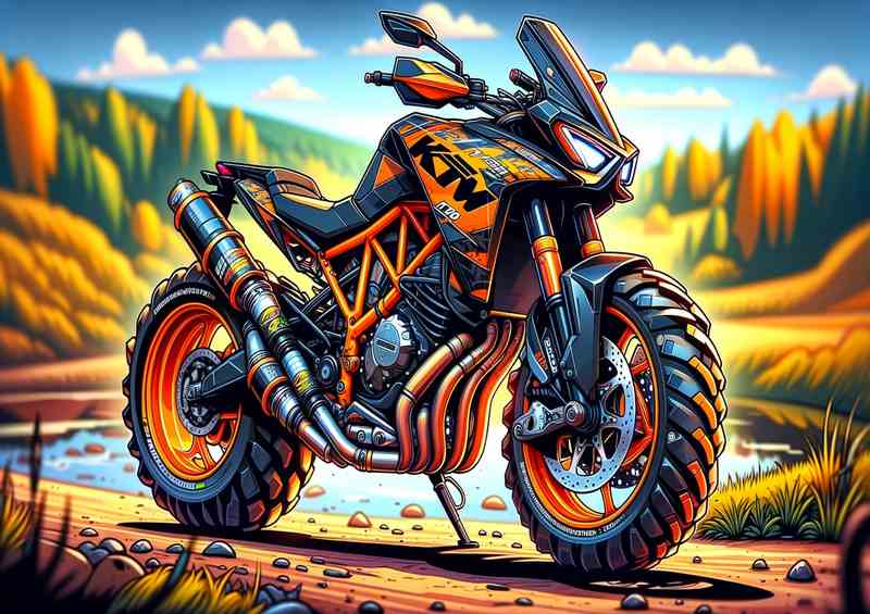 Cool Cartoon KTM 1190 Motorcycle Art