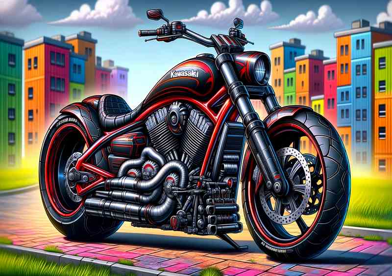 Cool Cartoon Kawasaki Eliminator Motorcycle Art
