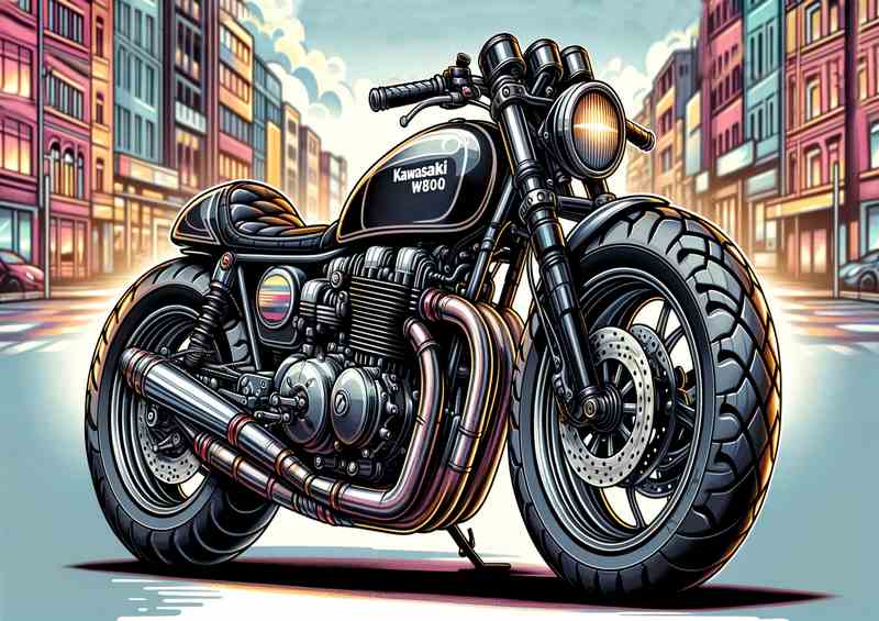 Cool Cartoon Kawasaki W800 Motorcycle Art