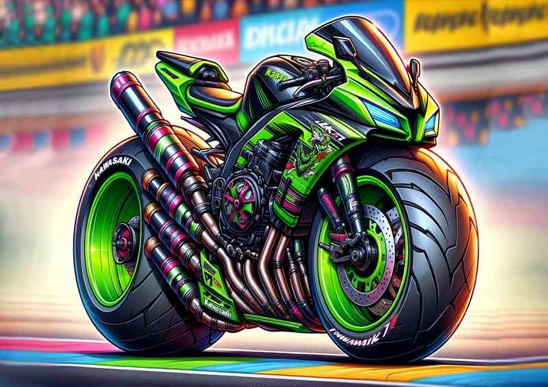 Cool Cartoon Kawasaki ZX 10 Tomcat Motorcycle Art