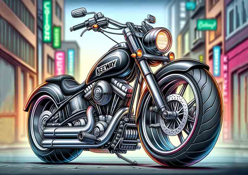 Cool Cartoon Keeway Cruiser 250 Motorcycle Art