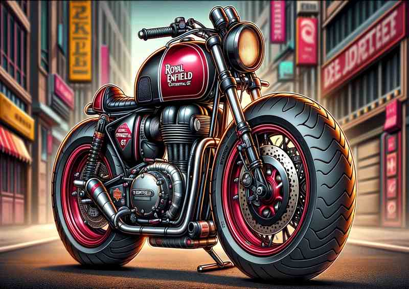 Cartoon RE Continental GT Motorcycle