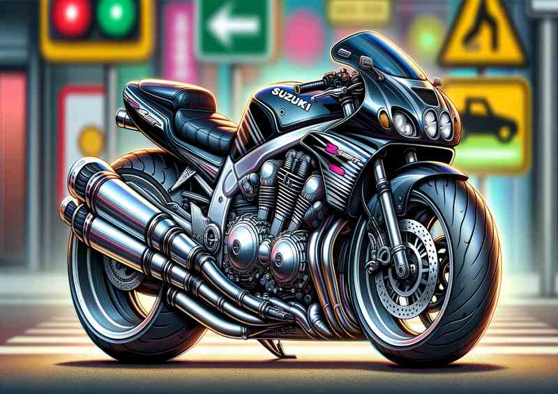 Cool Cartoon Suzuki 600 Bandit Motorcycle Art