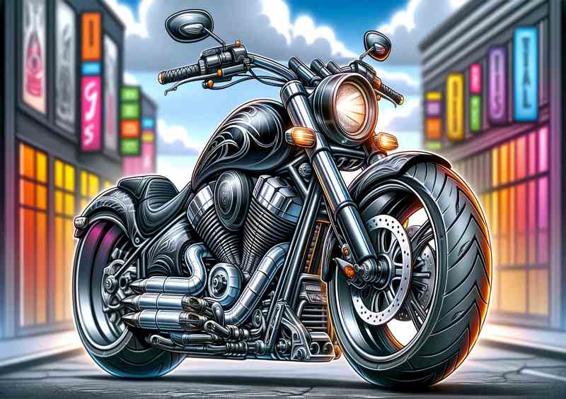 Cool Cartoon Suzuki Intruder Motorcycle Art