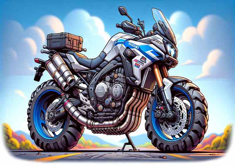 Cool Cartoon Suzuki V Strom 650 Motorcycle Art