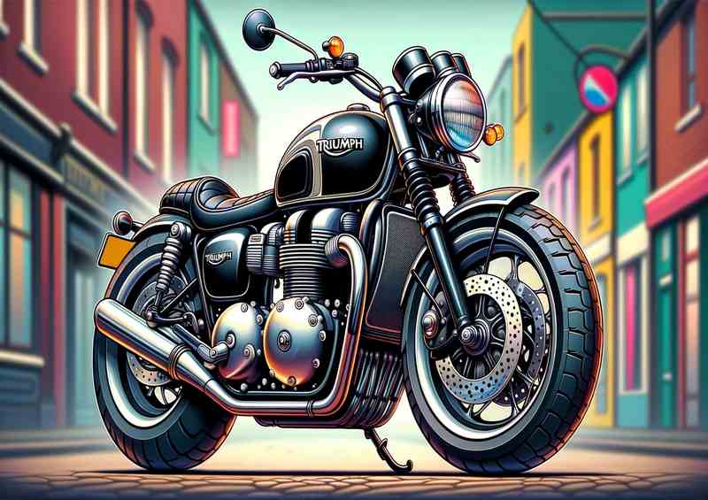 Cool Cartoon Triumph Bonneville Motorcycle Art