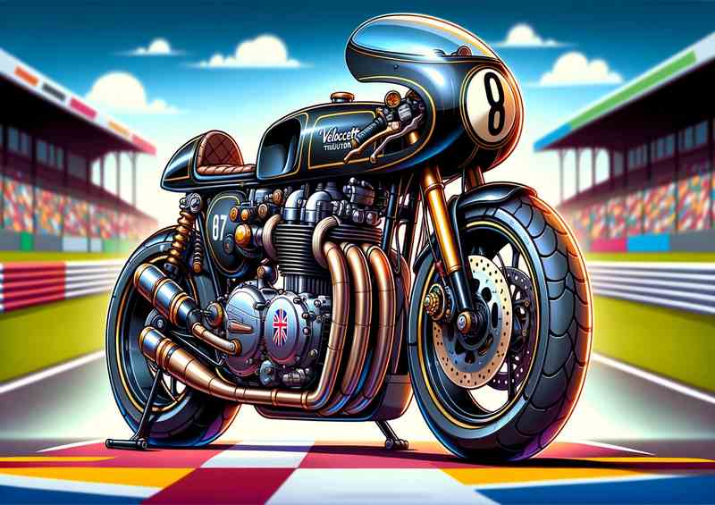 Cool Cartoon Velocette Thruxton Motorcycle Art