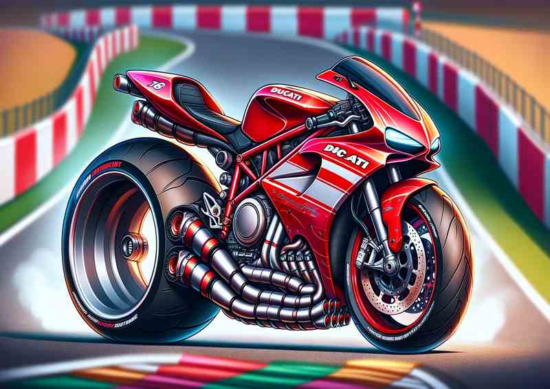 Ducati 916 Motorcycle Art cartoon style