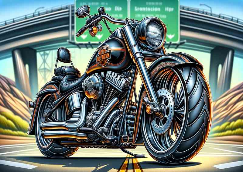 Harley Davidson Motorcycle Art A cartoon style
