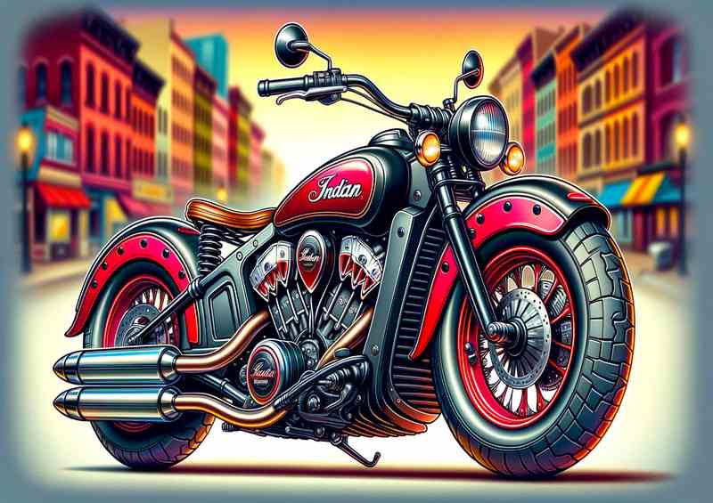 Indian Scout Motorcycle Art cool cartoon