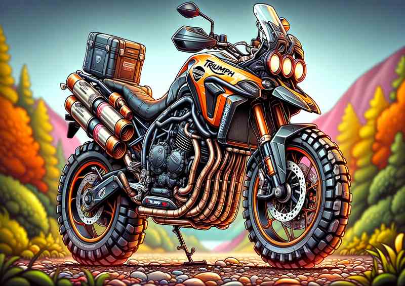 Triumph Tiger 900 Motorcycle Art A cartoon style