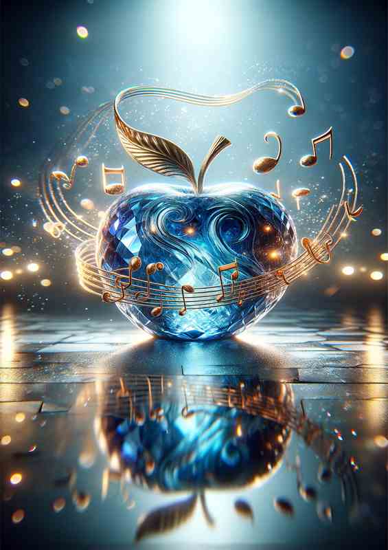 Enchanted Melodic Apple Crystal Sculpture Art