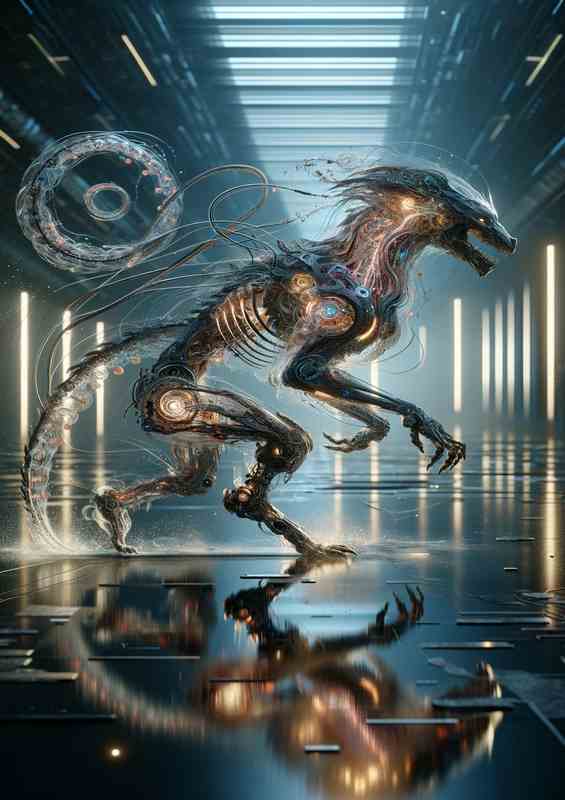 biomechanical creature with intricate designs