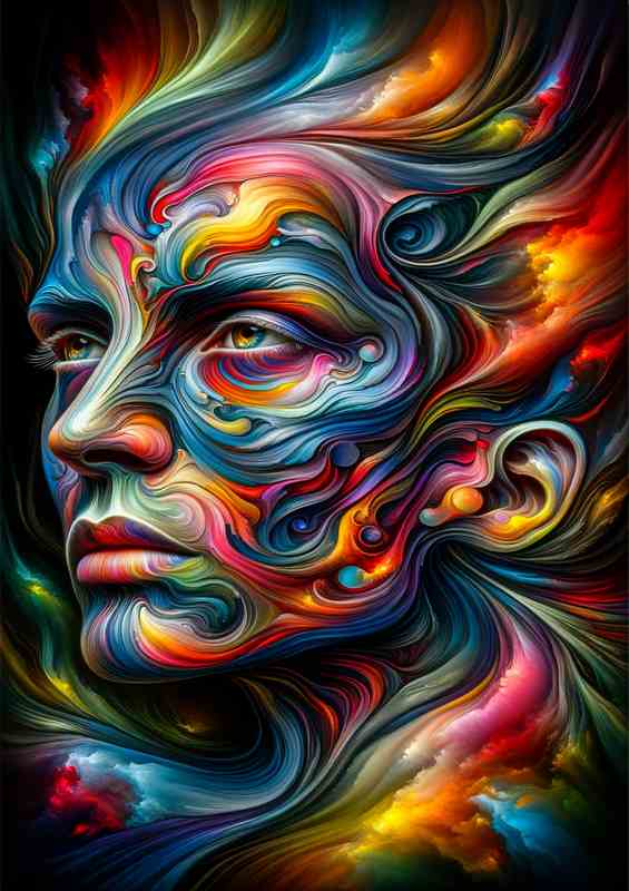 Vibrant Visage Abstract Art Metal Poster
