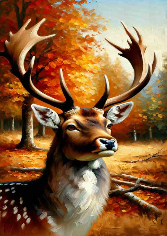 Deer Stag in Autumn Forest the noble stag