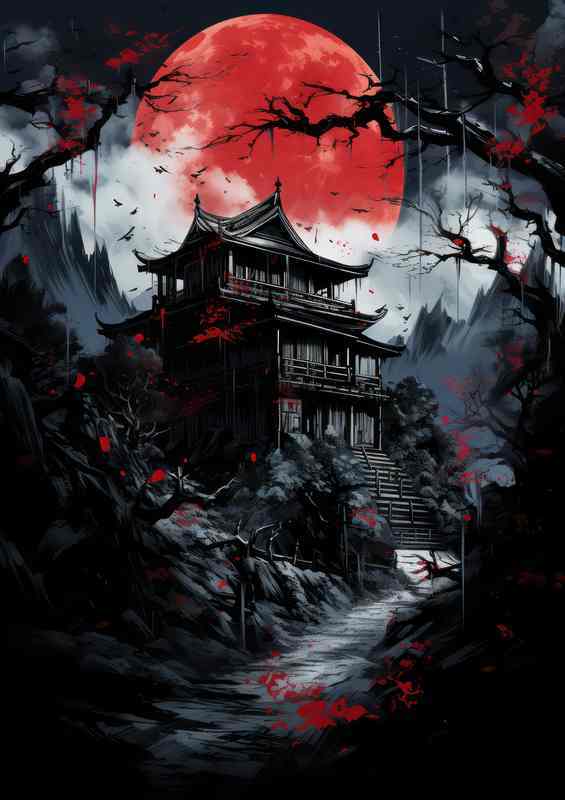 Moonlit Cascading Castle