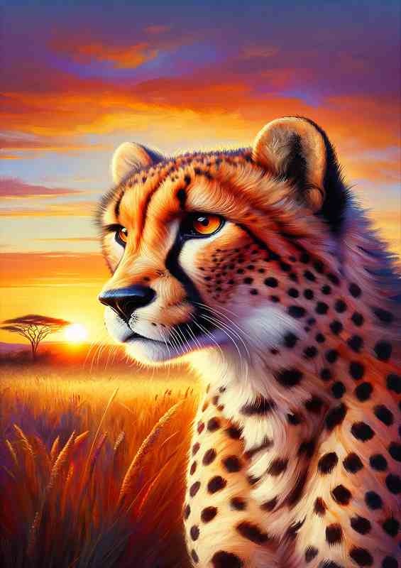 Elegant Cheetah in Savanna Sunrise