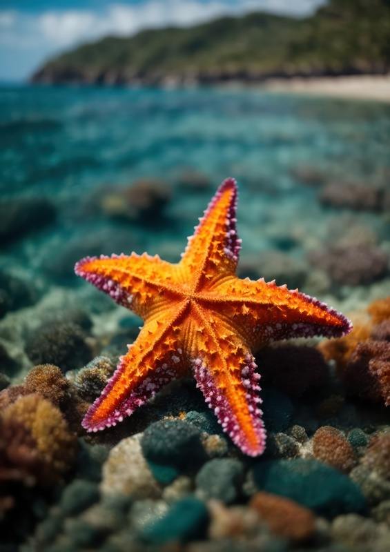 Single Starfish on a beach by the sea