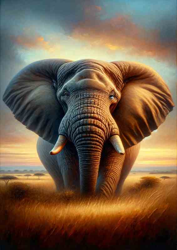 Elephant in Savannah Dawn