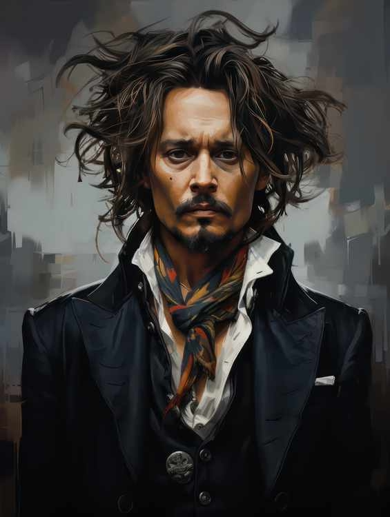 Caricaturist of Johnny Depp serious look