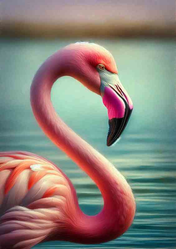 Flamingo Serenity in the style of Oil Painting Beauty