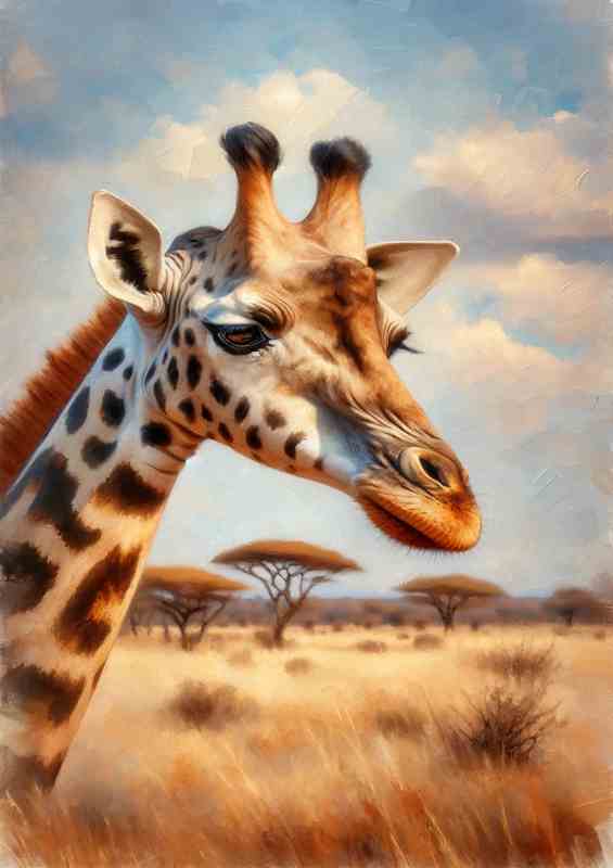 Gentle Giraffe in Natural Habitat in the savannah