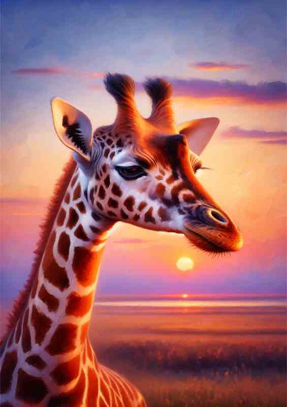 Gentle Giraffe in Savannah Sunset great colours