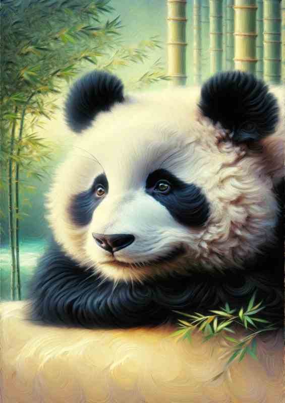 Gentle Panda Dream style of Oil Painting