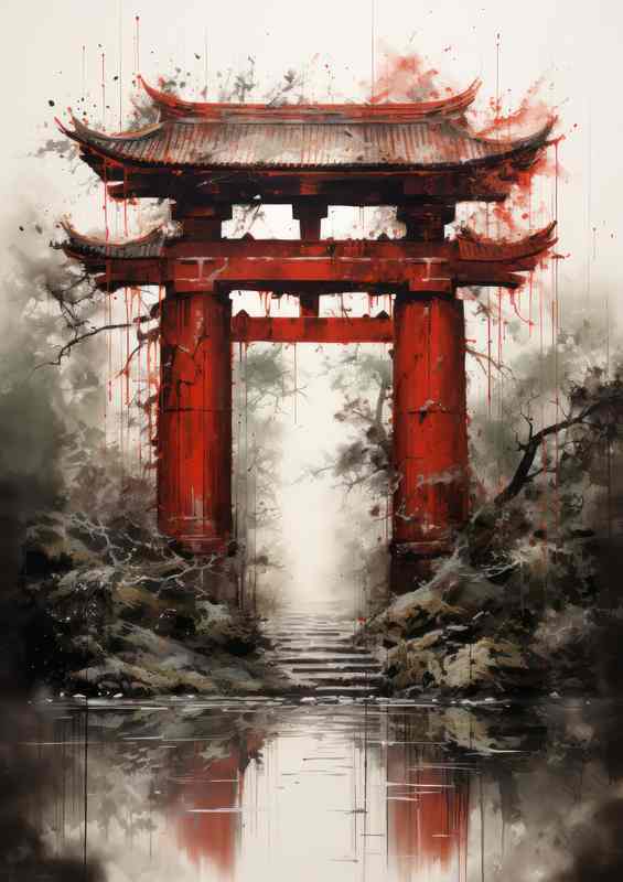Japans Jewels Torii Gates in Inked Elegance