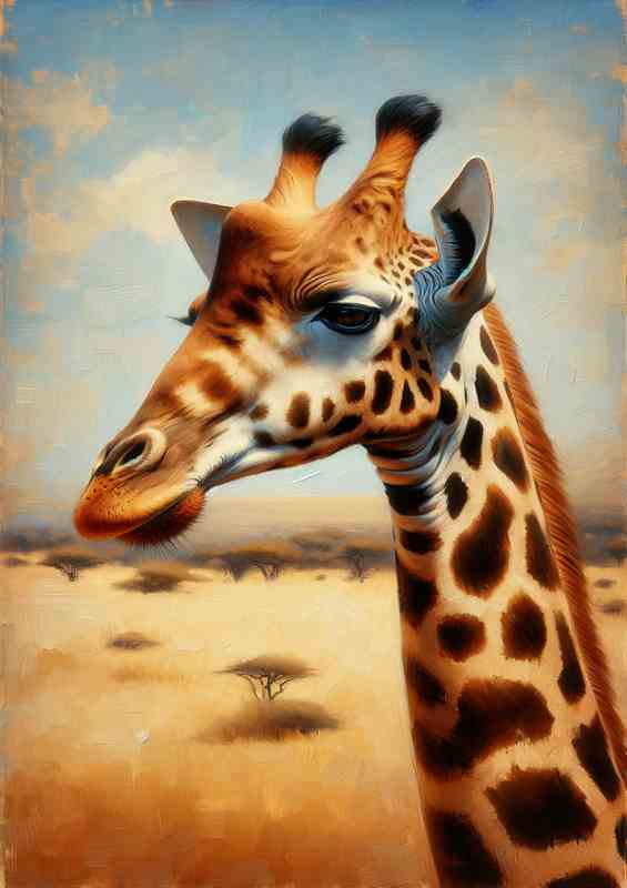 Giraffe Grace on the savannah style art