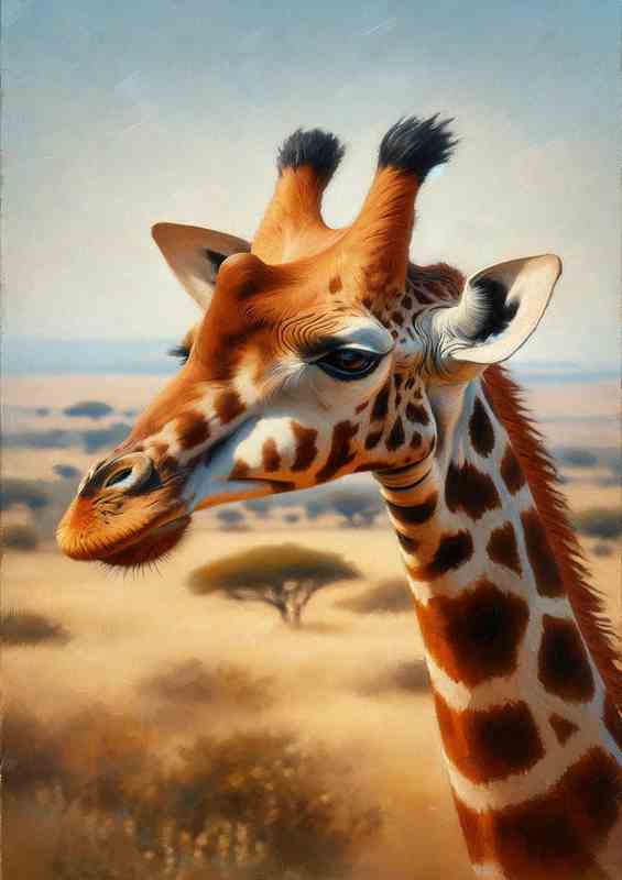 Giraffe in Natural Habitat Oil Painting style art