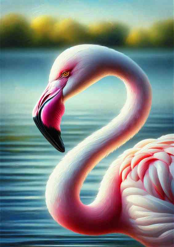 Graceful Flamingo Serenity Oil Painting Beauty look