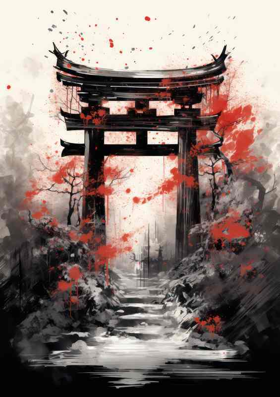 Mystical Torii Moments Japanese Inkscapes