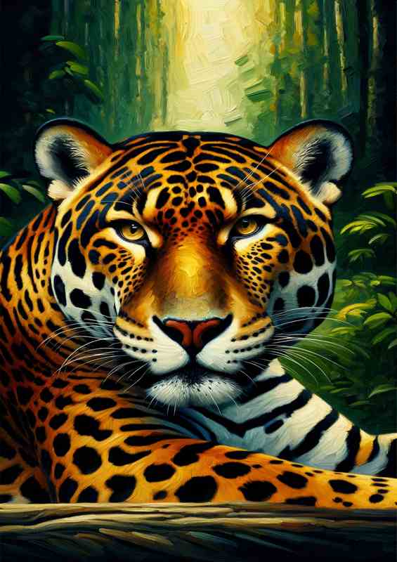 Jaguar in Jungle Ambiance Oil Painting look