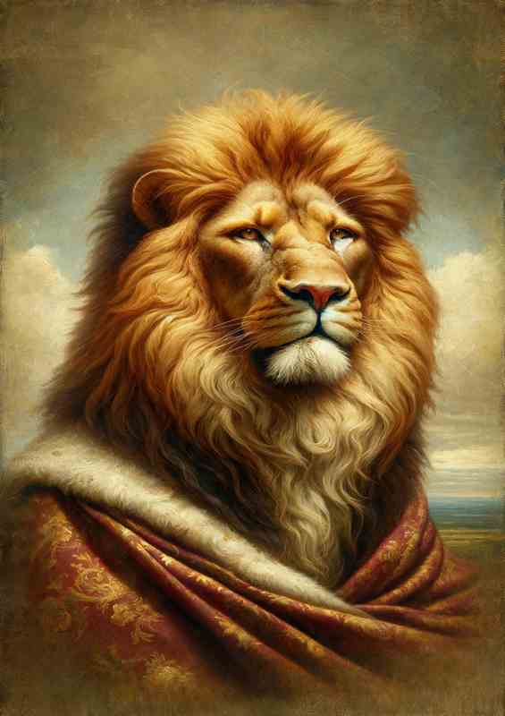 Lion King head Classic Oil Painting style regal