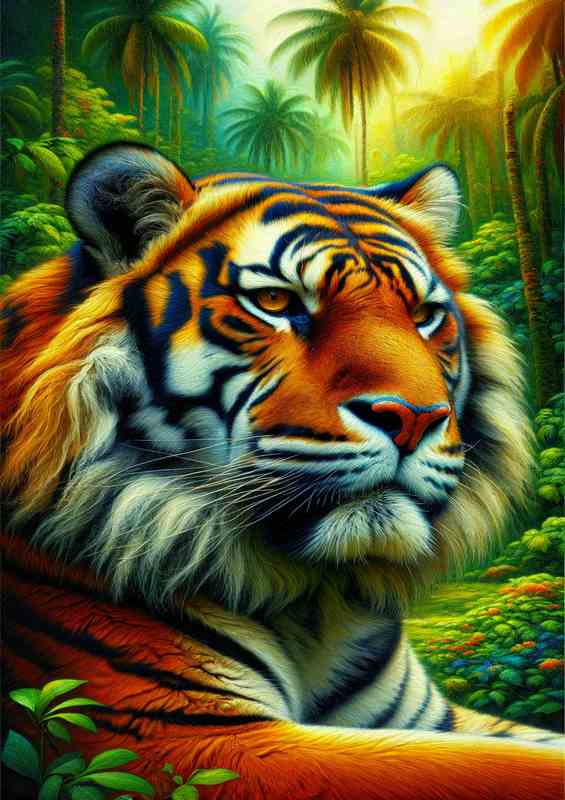 Majestic Tiger in Tropical Wilderness
