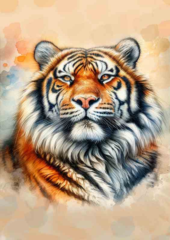 Majestic Tigers head Watercolor look art