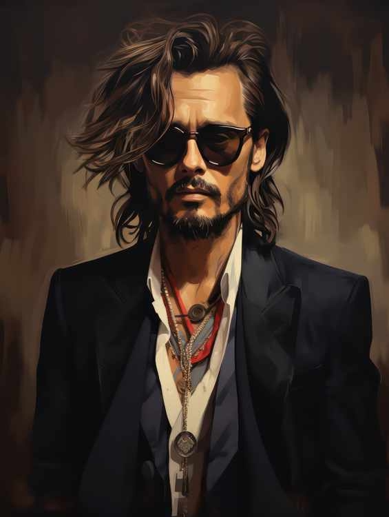 Caricaturist of Johnny Depp with glasses