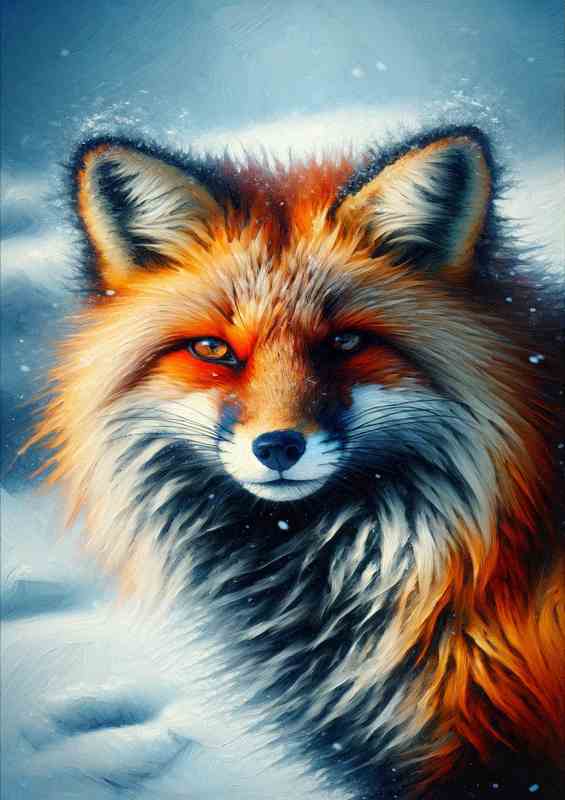 Mysterious Fox in Snowy Terrain head