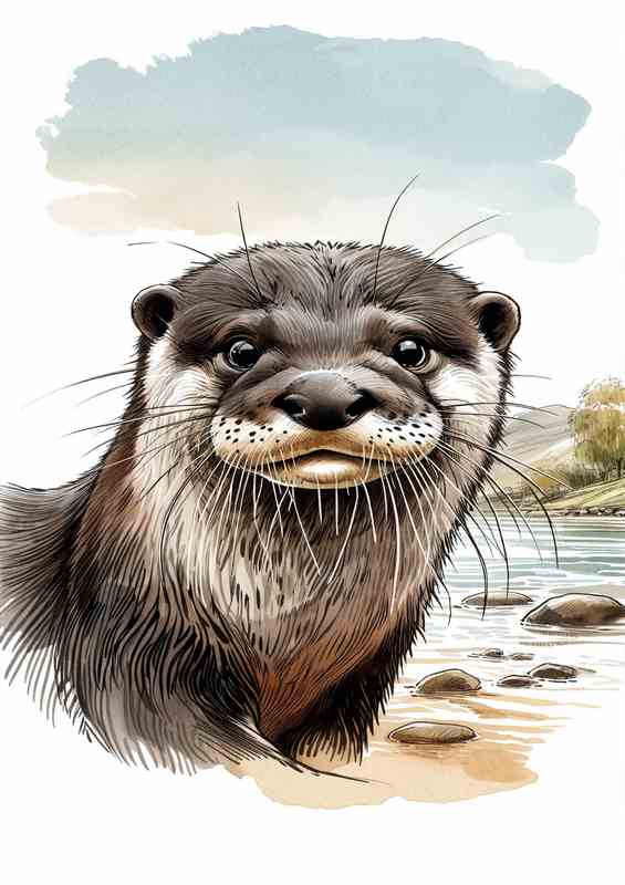 Playful Otter in Riverside Habitat