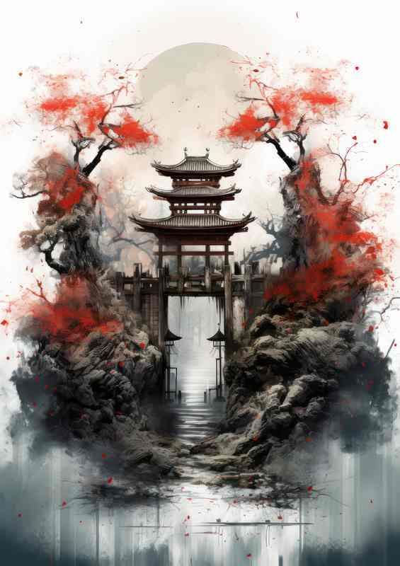 Traditional Torii Silhouettes A Watercolor Odyssey