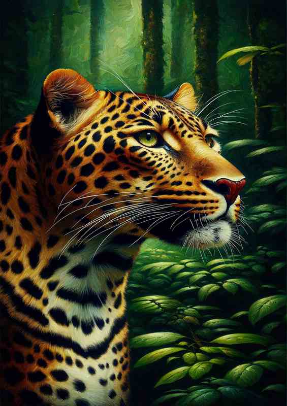 Regal Leopard in Lush Greenery