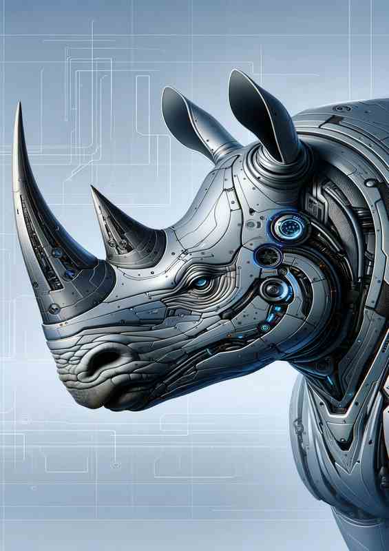 Rhino in Digital Style High Tech Art