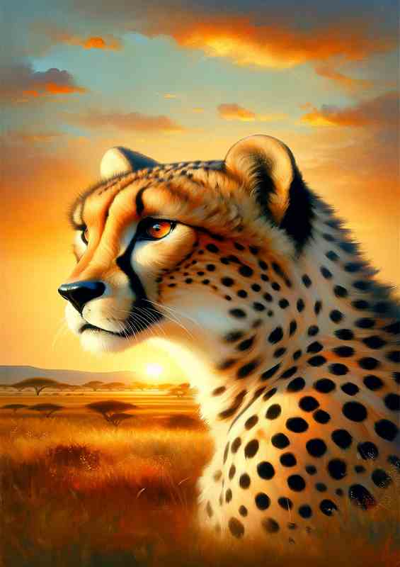 Savanna Sunrise head of an elegant cheetah