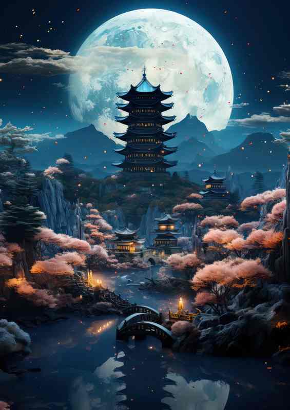 Yujihime Moon Tower w/ Water & Bridge