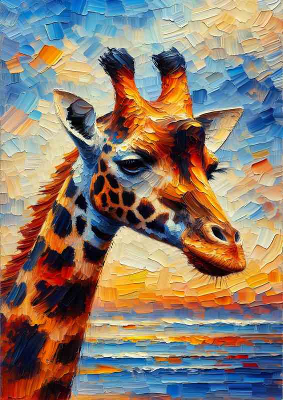 Giraffe Essence Metal Poster | Palette Knife Style