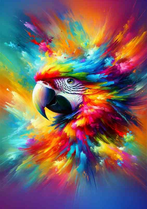 Vibrant Parrot Splendor Abstract Color Explosion