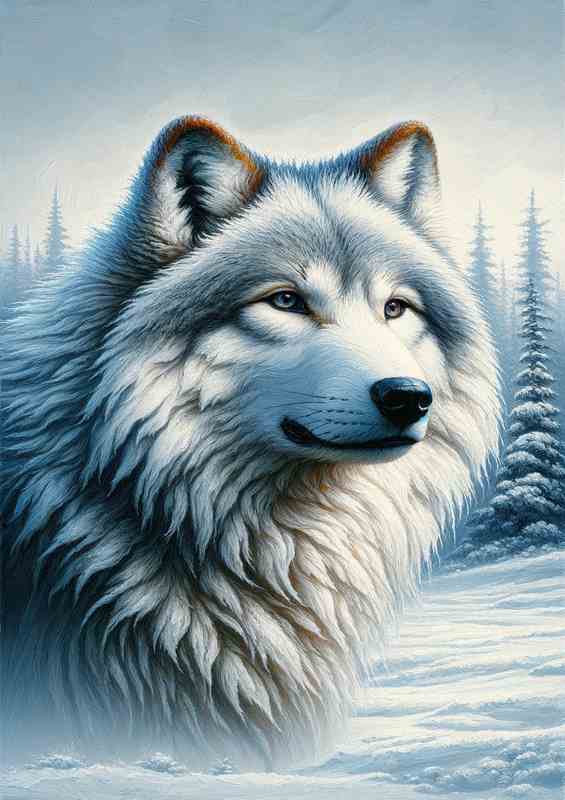 Wolf in Snowy Landscape in the winter